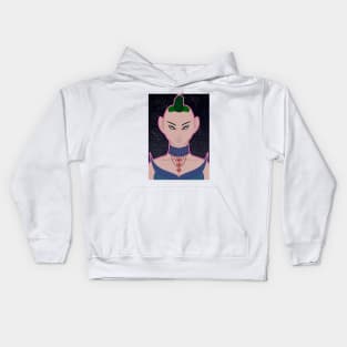 Elf girl with green hair Kids Hoodie